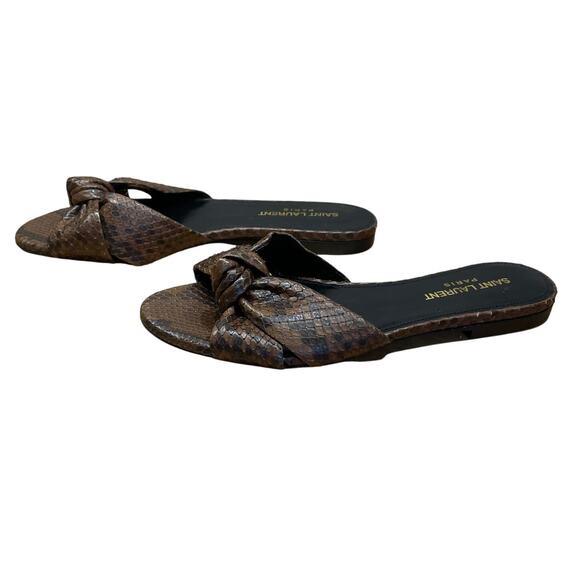 Saint Laurent Snake Skin Bianca Slides Women's Size 36 (US 6) Floor Model NEW - Picture 2 of 7